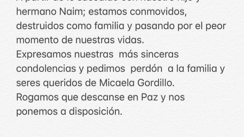 La familia Vera pide perdón