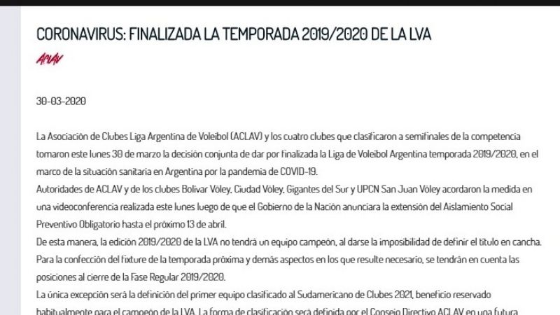 Sin campeón, la Liga de Voley puso fin a la temporada