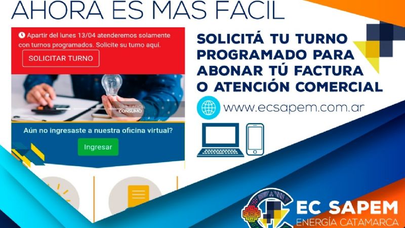 La atención en EC SAPEM es solo con turnos programados