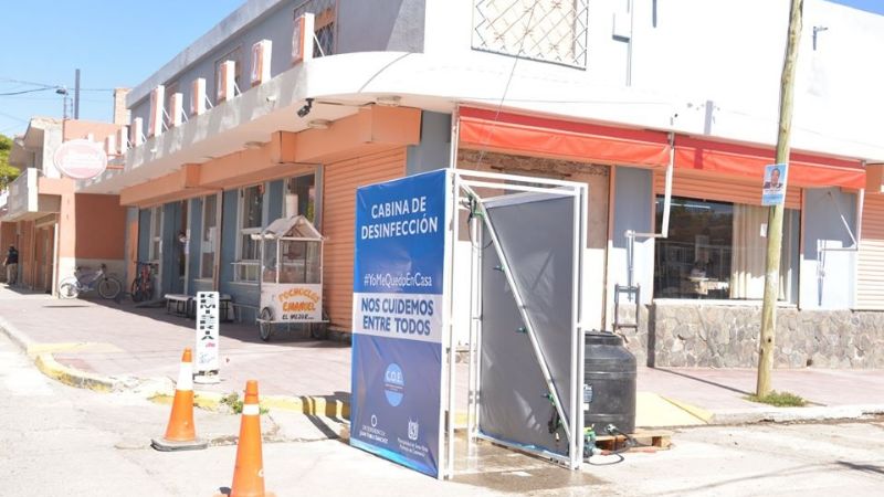 Instalaron cabinas de desinfección en Santa María