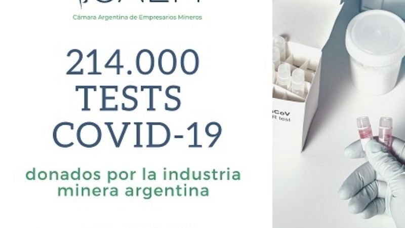 La industria minera	donó kits	para	realizar más de 200.000	testeos	