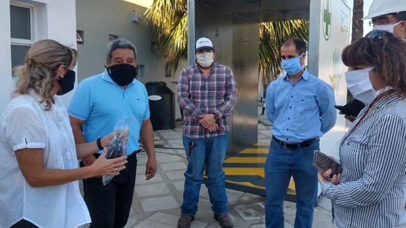 Cabina sanitizante en el Hospital "Carlos G. Malbrán"