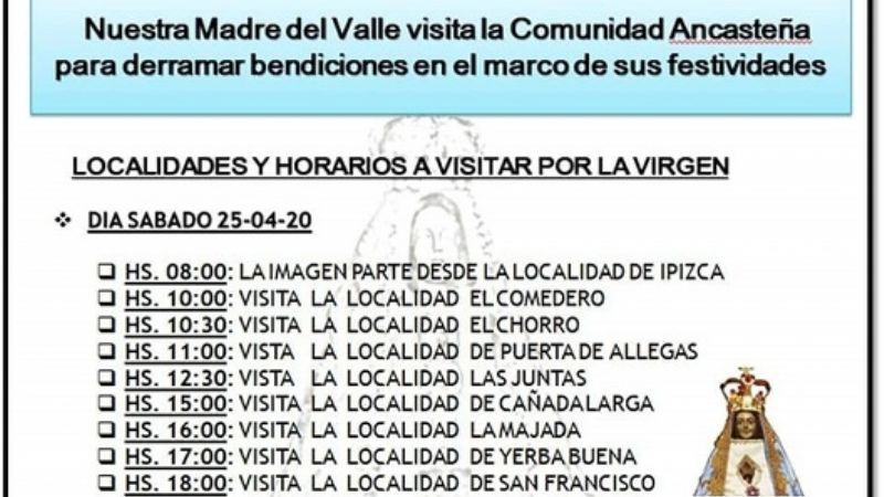 La Madre del Valle visita localidades del interior