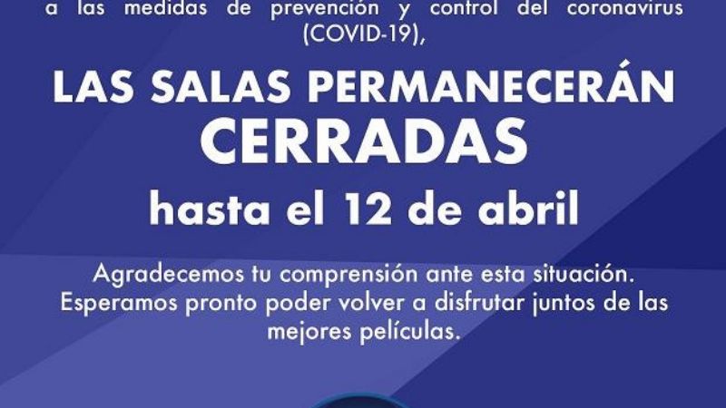 Las salas de Cinemacenter cerradas hasta el 12 de abril