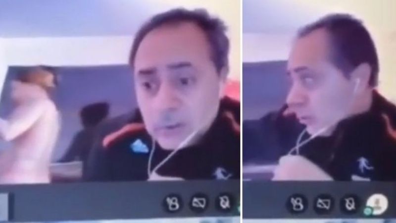 Dictaba una clase virtual y su esposa apareció desnuda