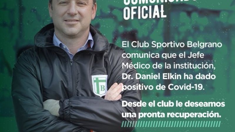 El médico de Sp. Belgrano dio positivo de COVID-19