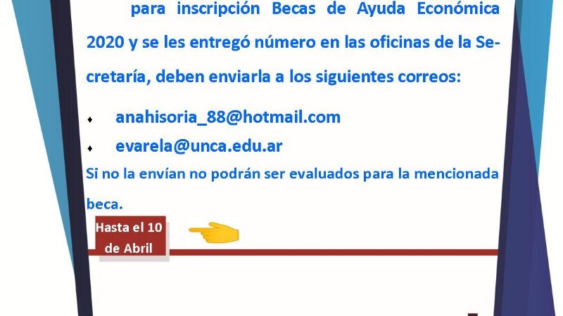 Entrega de documentación para alumnos avanzados Becas de Ayuda Económica