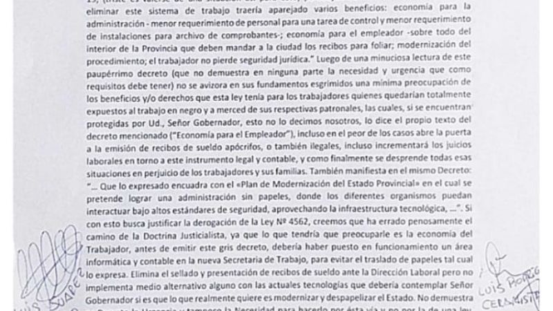 Sindicalistas cuestionan DNU sobre recibos de sueldos