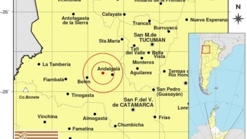Temblor sacudió Andalgalá