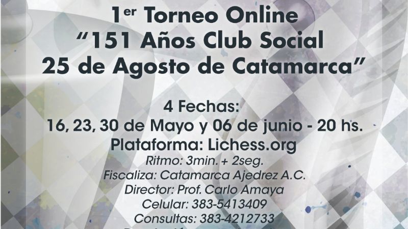 Ajedrez: Torneo Online "151 años del Club Social"