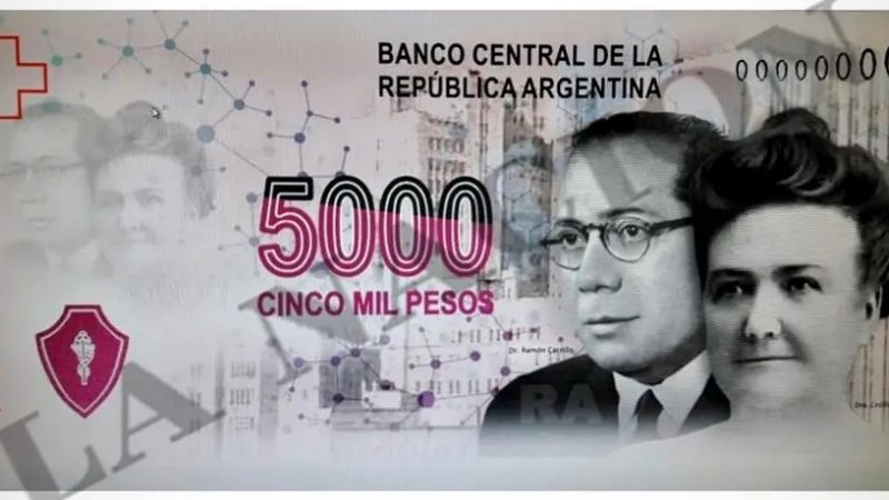 Primeras pruebas con el diseño para el billete de $5000