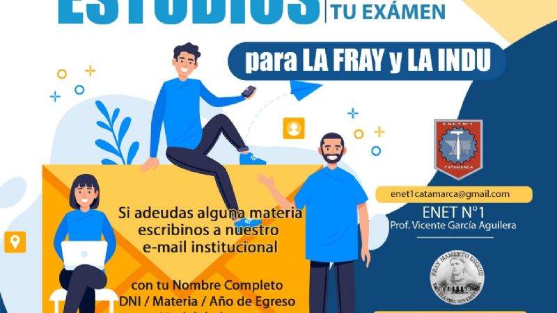 Exámenes virtuales para alumnos de La Fray y la ENET Nº 1