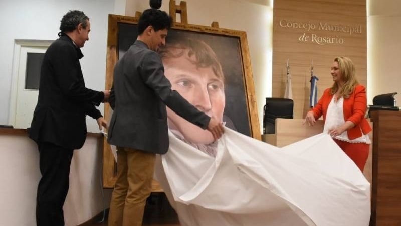 Retrato de Belgrano que lucirá el Monumento a la Bandera