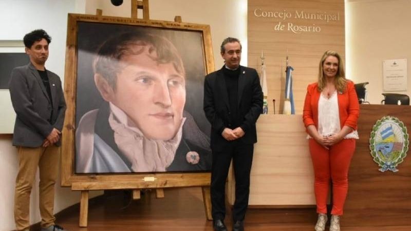 Retrato de Belgrano que lucirá el Monumento a la Bandera