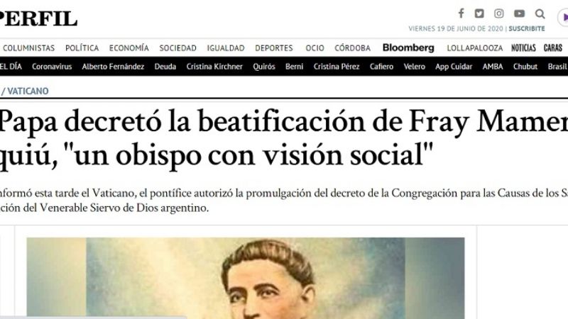 Gran repercusión nacional por la beatificación de Fray M. Esquiú