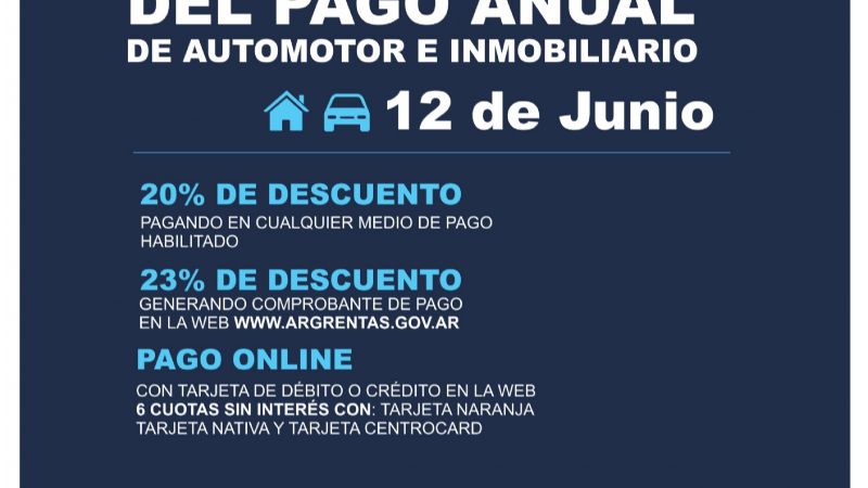 Se prorroga el pago anual anticipado de impuestos de Automotor e Inmobiliario