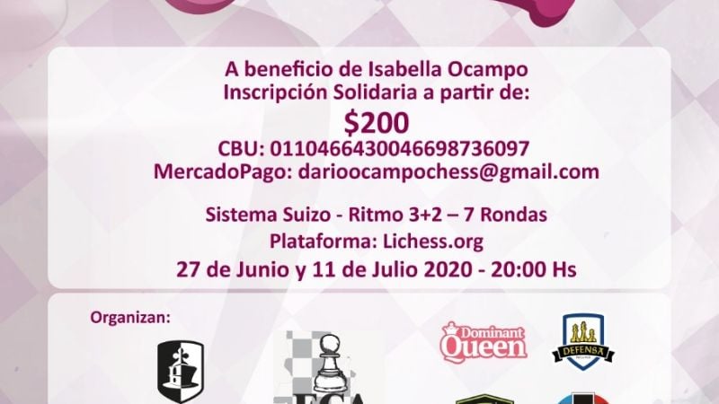 Ajedrez: Nuevo torneo solidario por Isabella Ocampo