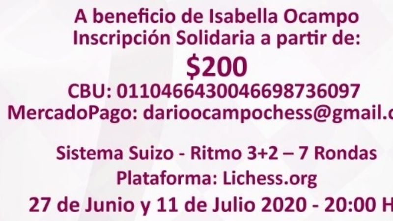 Ajedrez: Nuevo torneo solidario por Isabella Ocampo