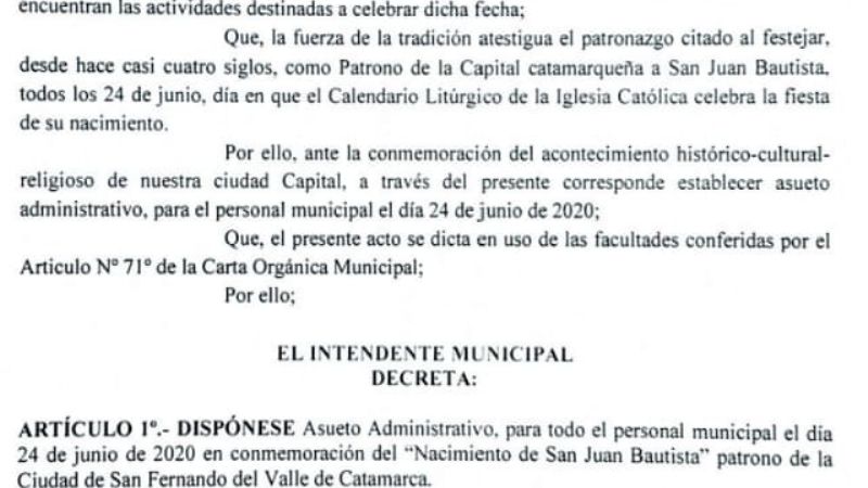 Este miércoles, rige asueto en la Capital