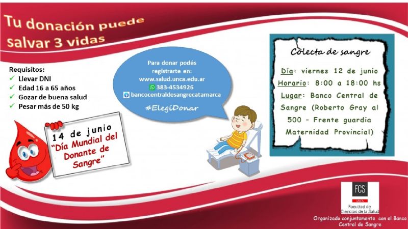 Colecta de sangre por el Día Mundial del Donante