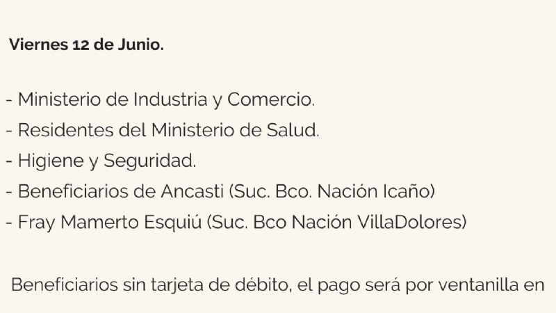 Cronograma de pago de becas “Catamarca Incluye”