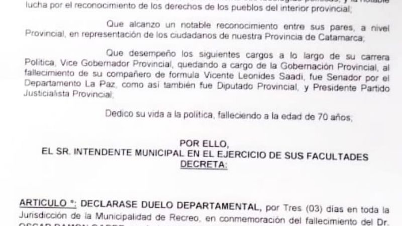 Polti decretó tres días de duelo