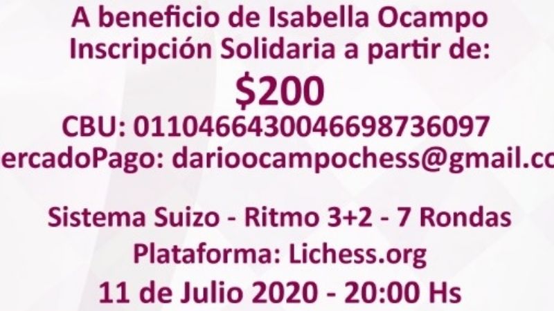 Nuevo torneo de ajedrez solidario "Por Isabella"