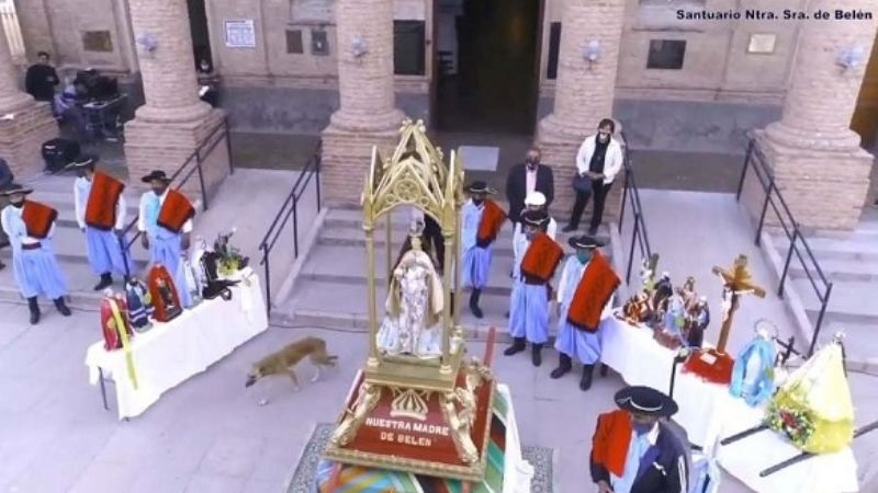 Pese al aislamiento, en Belén realizaron la procesión de la Virgen