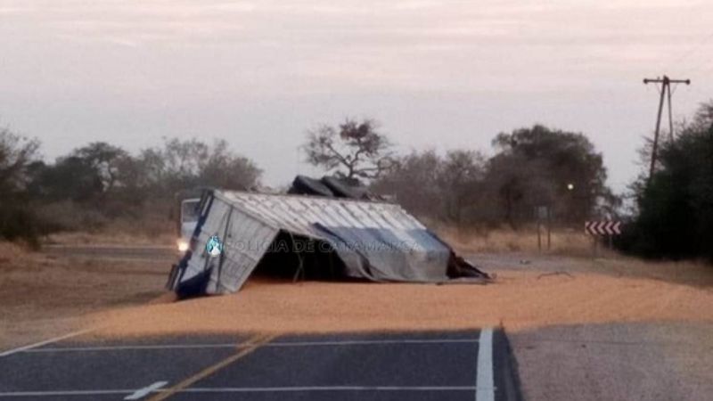 Volcó un camión en la Ruta Nacional N°64