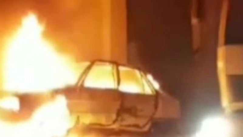 Voraz incendio de un auto en Valle Viejo
