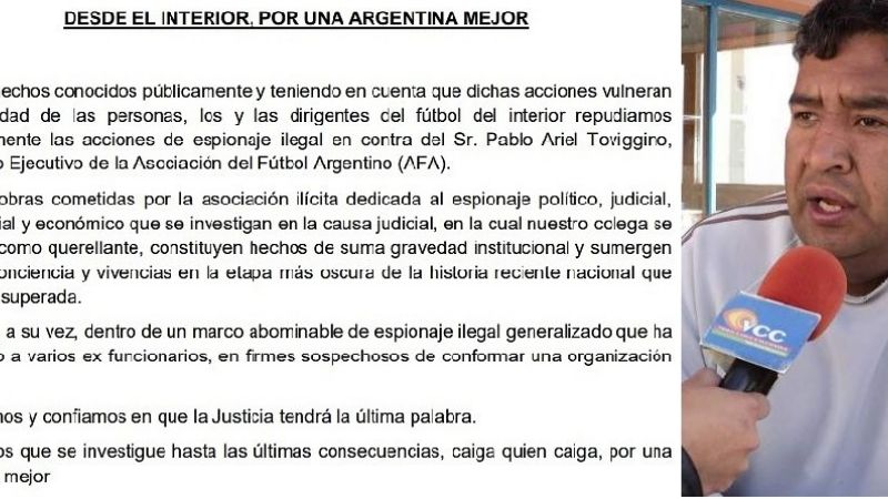 Repudian espionaje en contra de AFA y Toviggino