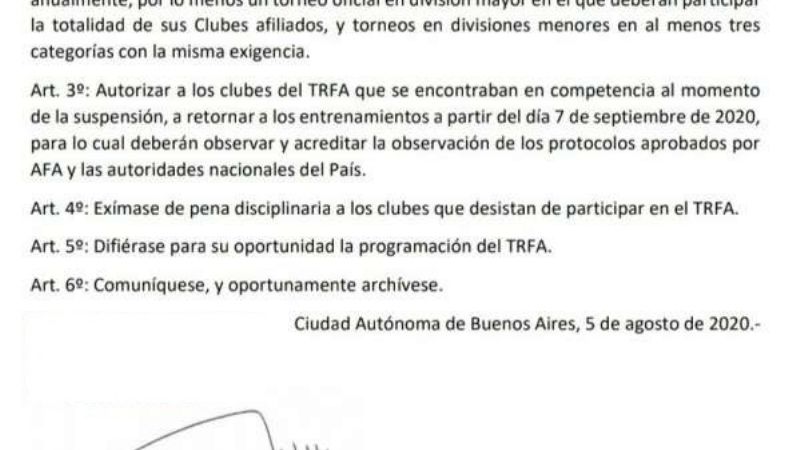 Oficial: Regional y Ligas volverán a entrenar el 7 de septiembre