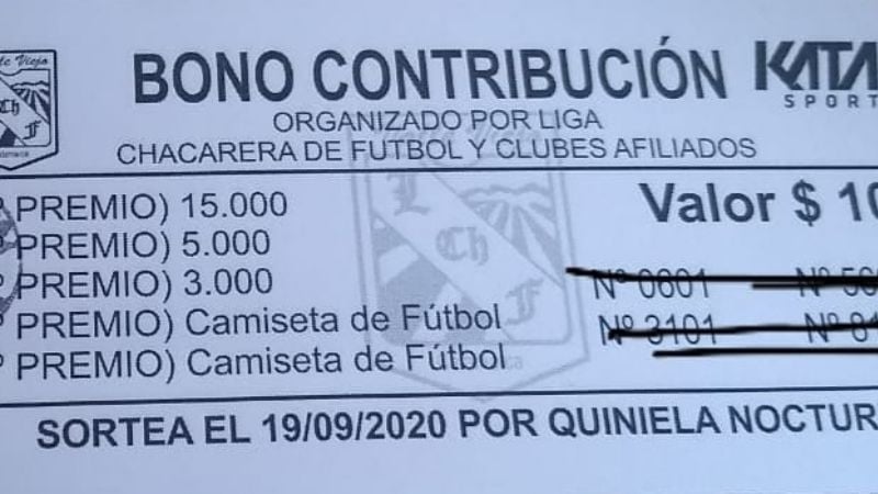 Bono contribución en beneficio de la Liga y clubes chacareros