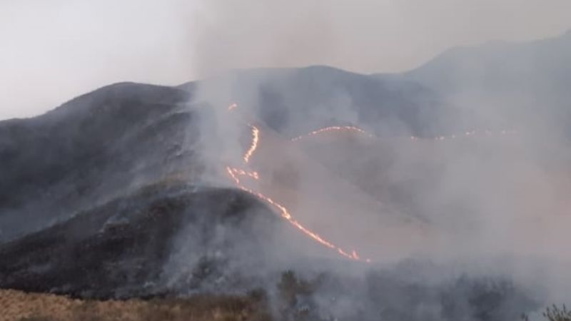 Impresionante avance de las llamas en El Crestón