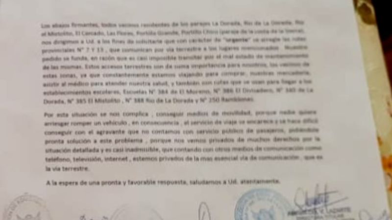 Vecinos reclaman por el mal estado de rutas