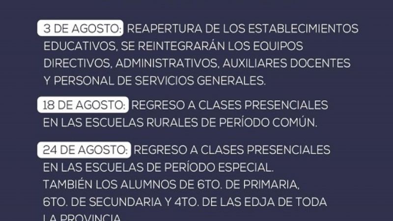 Después de más de 4 meses vuelven a abrir las escuelas