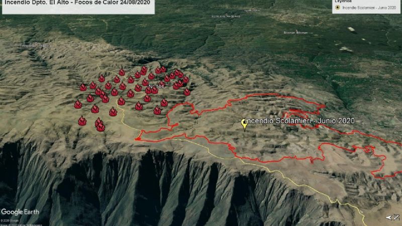El fuego en el cerro Ancasti está incontrolable