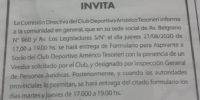 EL COMUNICADO de Tesorieri, invitando a retirar formularios para asociarse al club.
