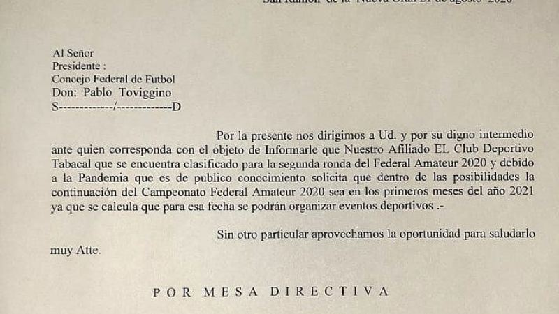 Postergarían el Regional Federal hasta mediados de 2021