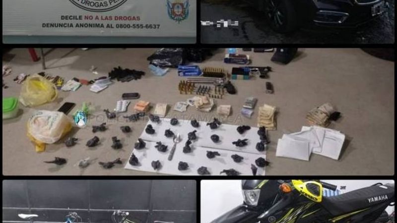 Detienen a un hombre, secuestran 845 gr. de cocaína, armas y dinero