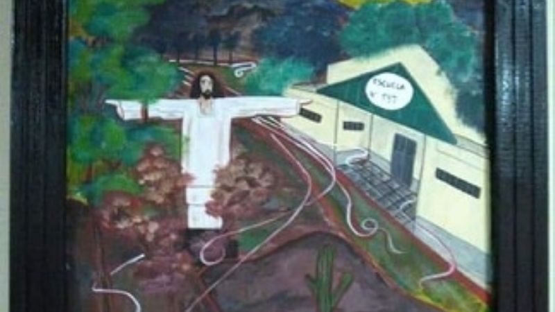 Abigail Albornoz donó una Pintura a la Escuela Primaria N°197