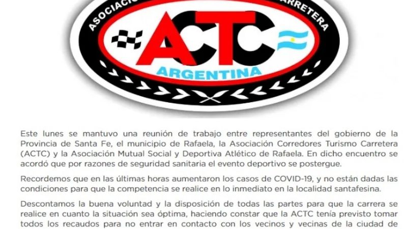 El TC estaba listo para “largar”; pero Rafaela no autoriza