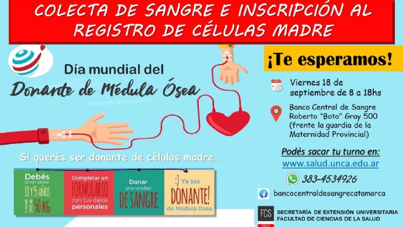 Colecta de sangre e inscripción al Registro de Células Madre