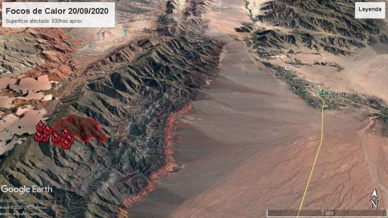 Incendio en el cerro de Las Higueritas