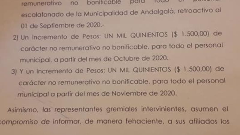 Municipales de Andalgalá tendrán un aumento en tres cuotas