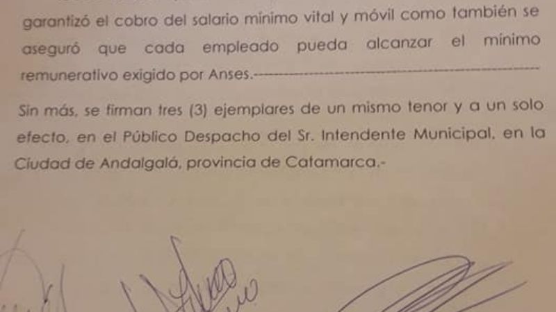 Municipales de Andalgalá tendrán un aumento en tres cuotas