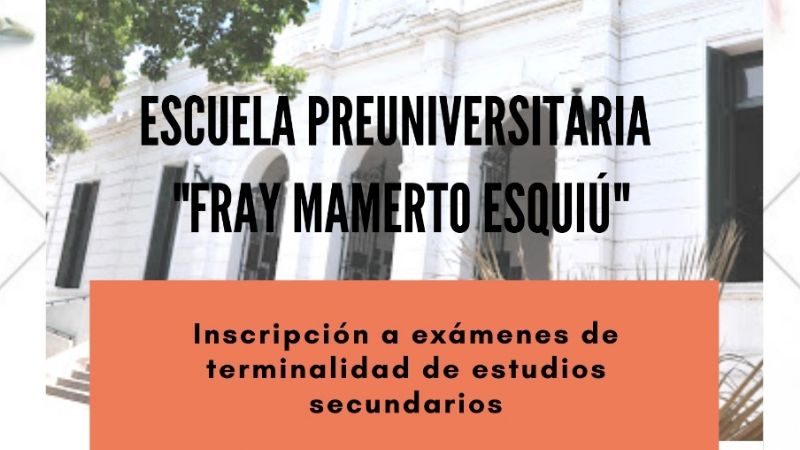 Inscripción para exámenes de terminalidad de estudios secundarios