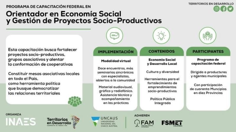 Capacitarán en Economía Social y Gestión de Proyectos