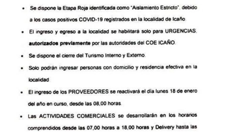 Etapa Roja para la jurisdicción Norte de La Paz