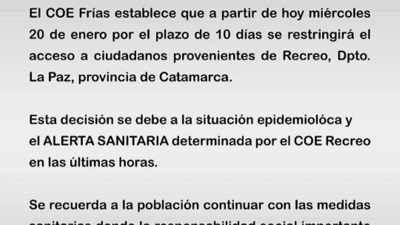 Frías no recibe ciudadanos de Recreo